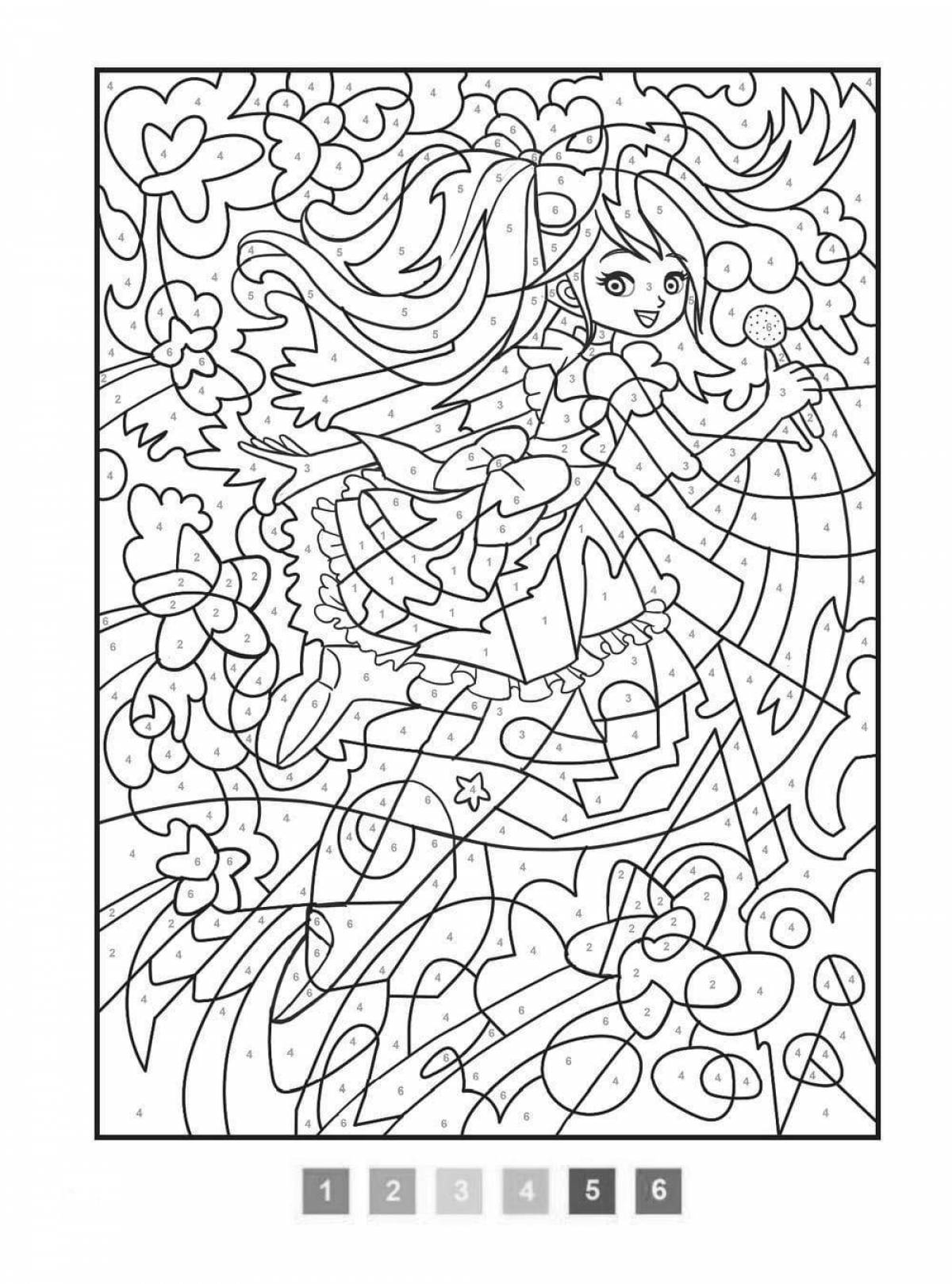 Difficult coloring game color by number