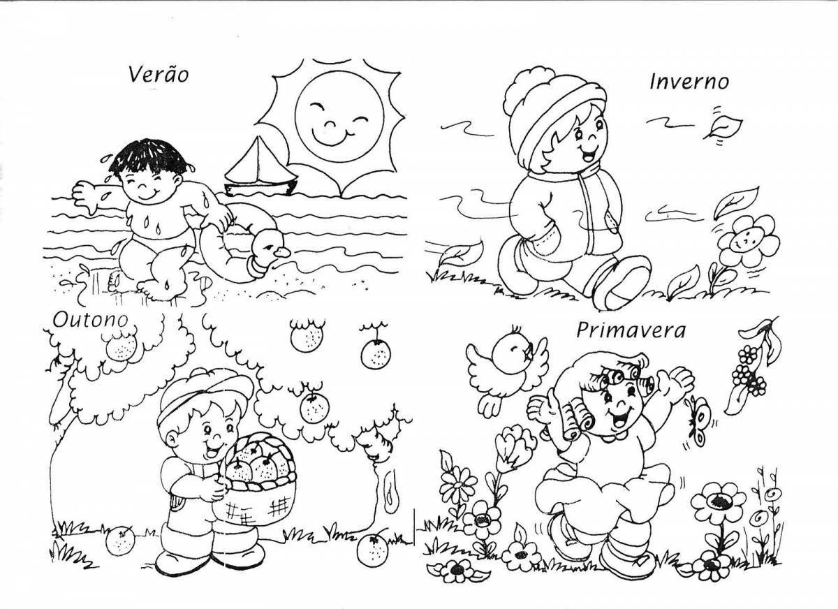 Joyful summer coloring for kids