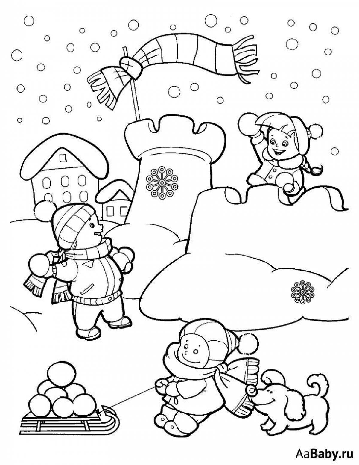 Adorable winter coloring book for 5 year olds