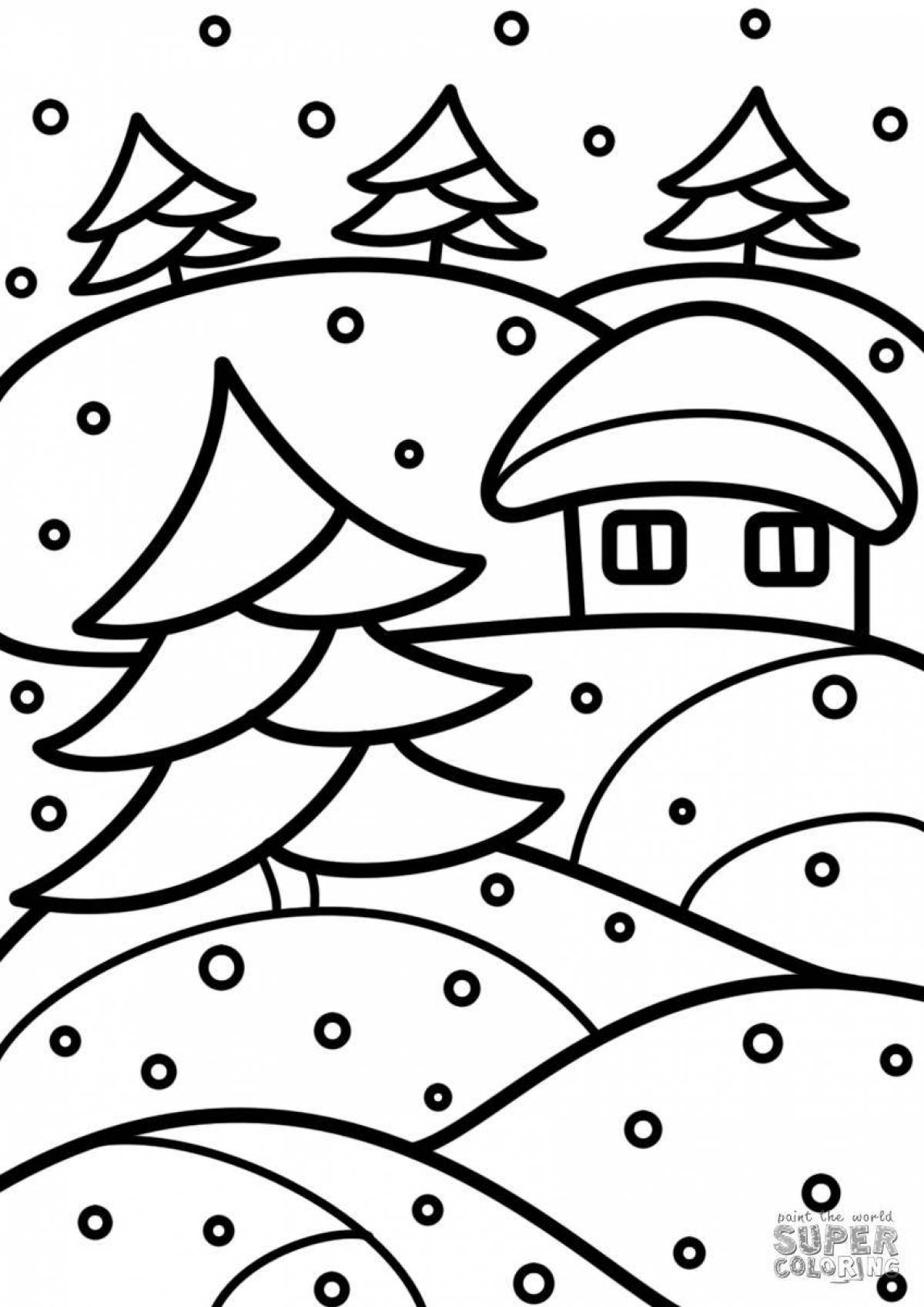 Fun coloring book winter for children 5 years old