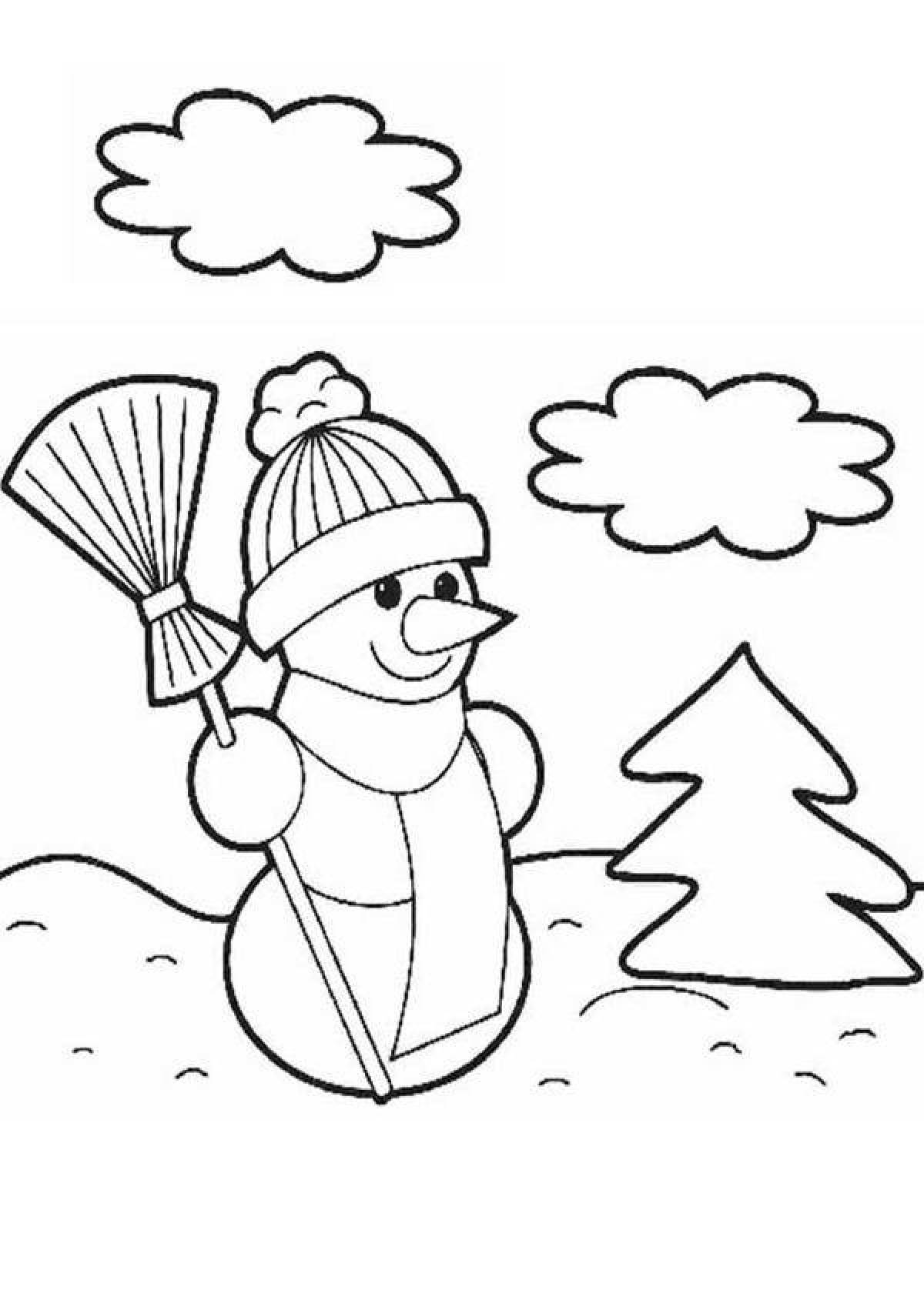 Playful coloring winter for children 5 years old