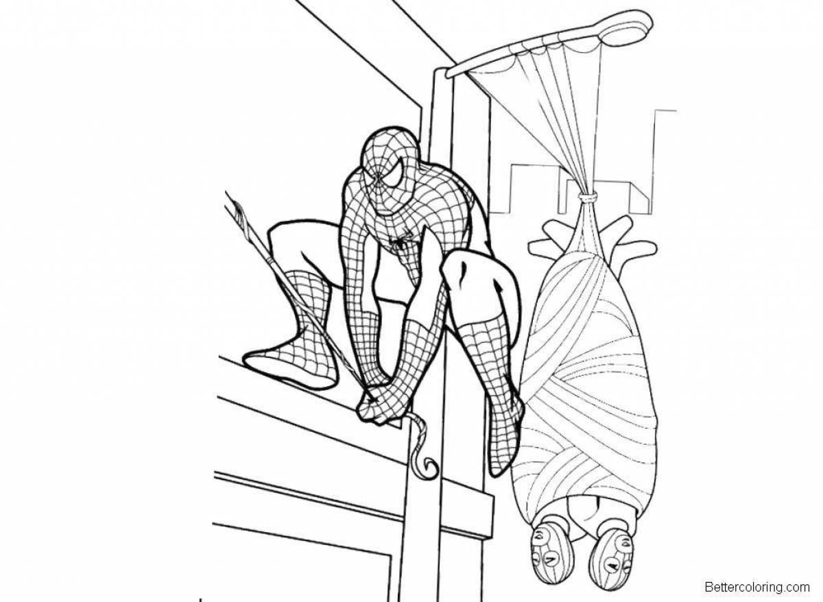 Spiderman adorable no way home coloring page