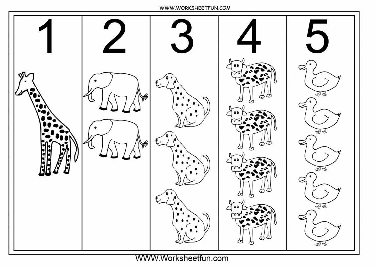 Happy number three coloring page