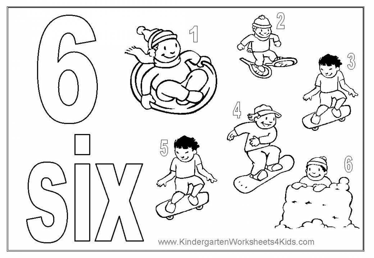 Coloring page joyful number five