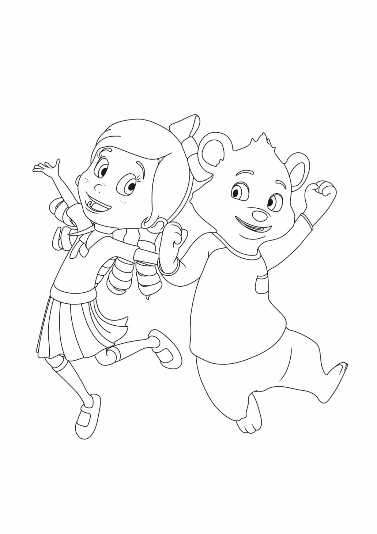 Cartoon goldie and teddy bear