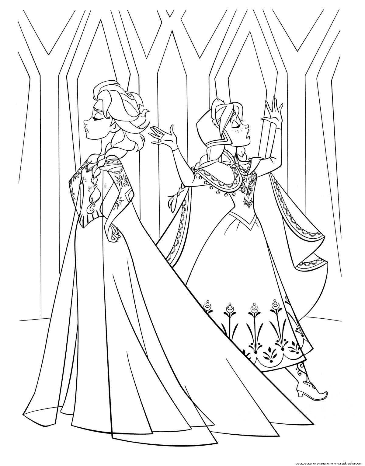 Frozen two princesses coloring page