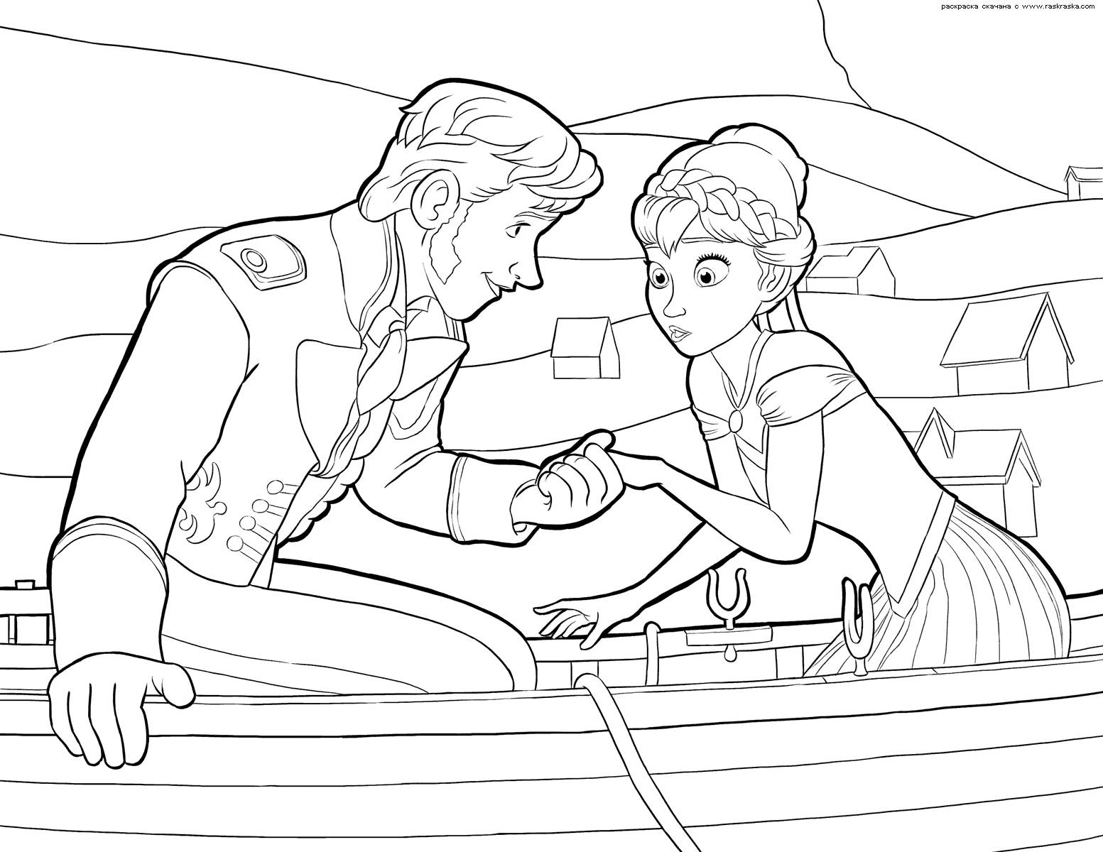 Coloring page frozen princess with hans