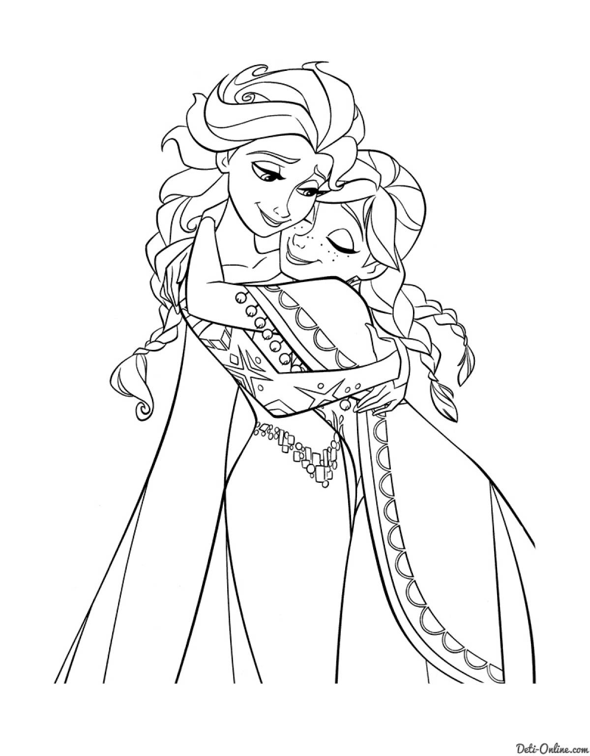 Coloring page frozen beautiful princesses