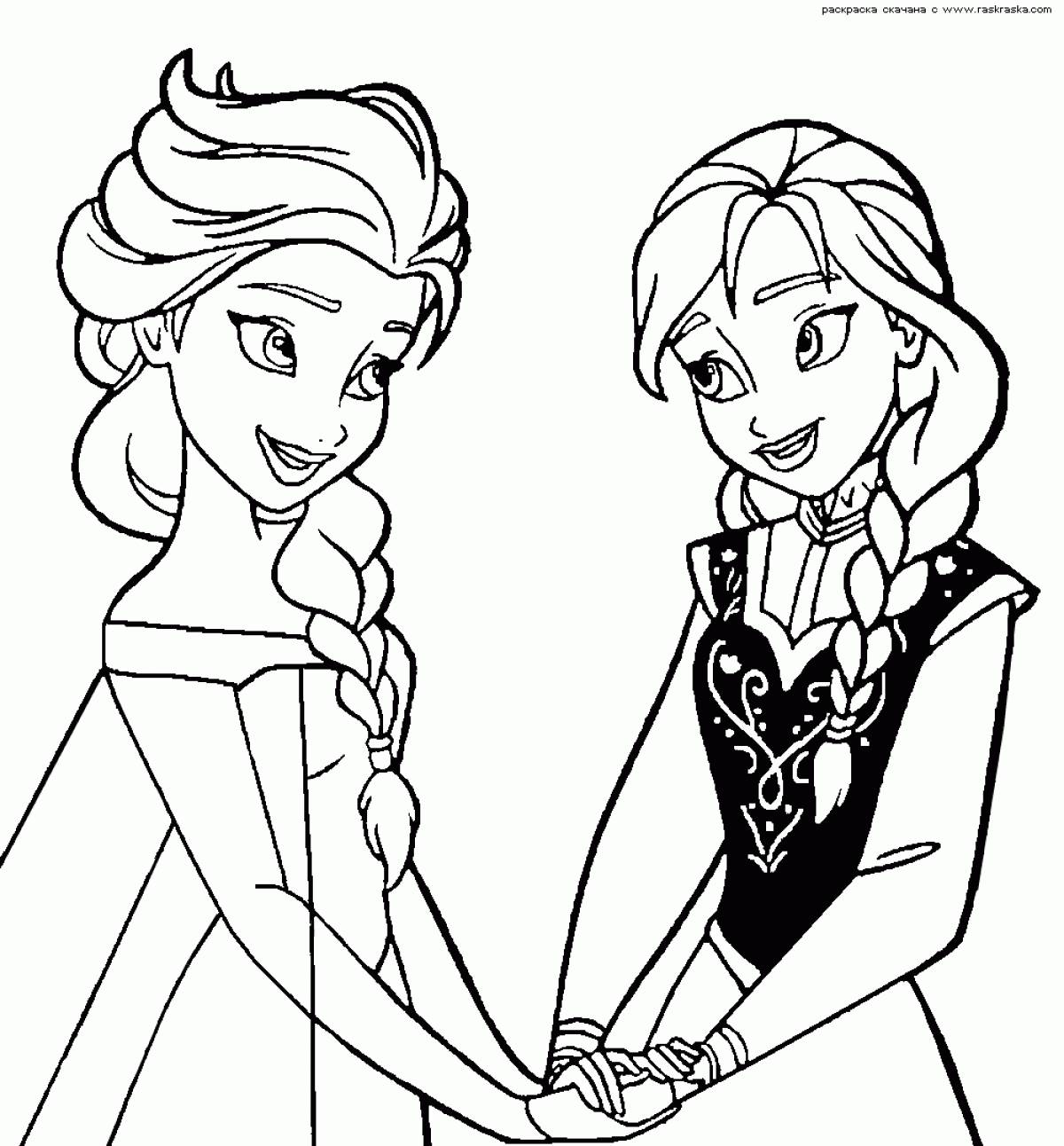 Frozen Elsa and Anna coloring page