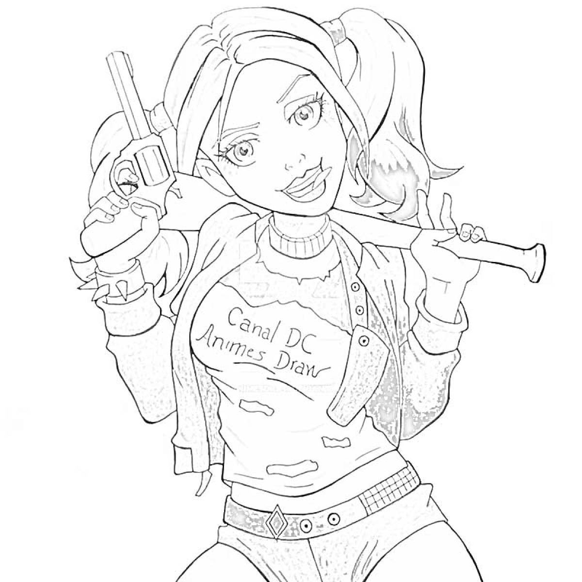Harley quinn with a gun