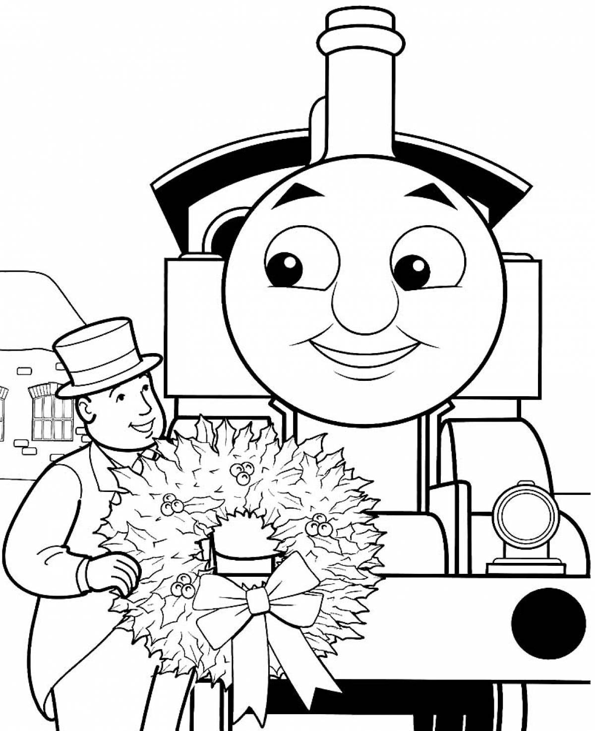 Thomas the Tank Engine with a Wreath