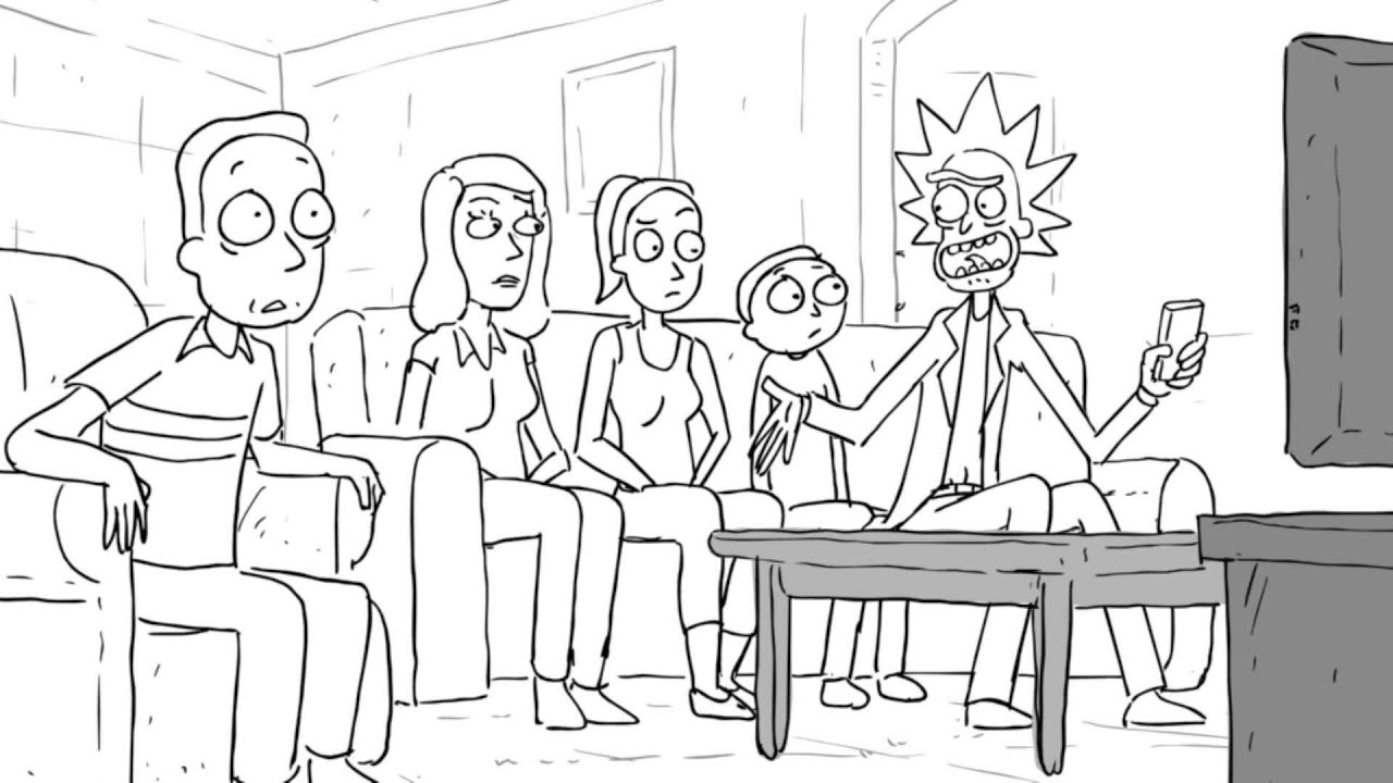 Rick and Morty watching TV