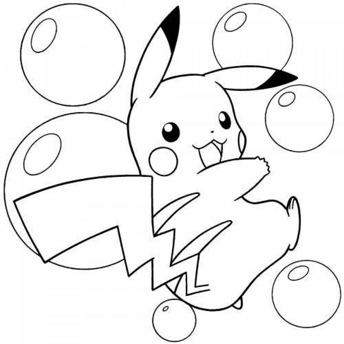 Pikachu with soap bubbles