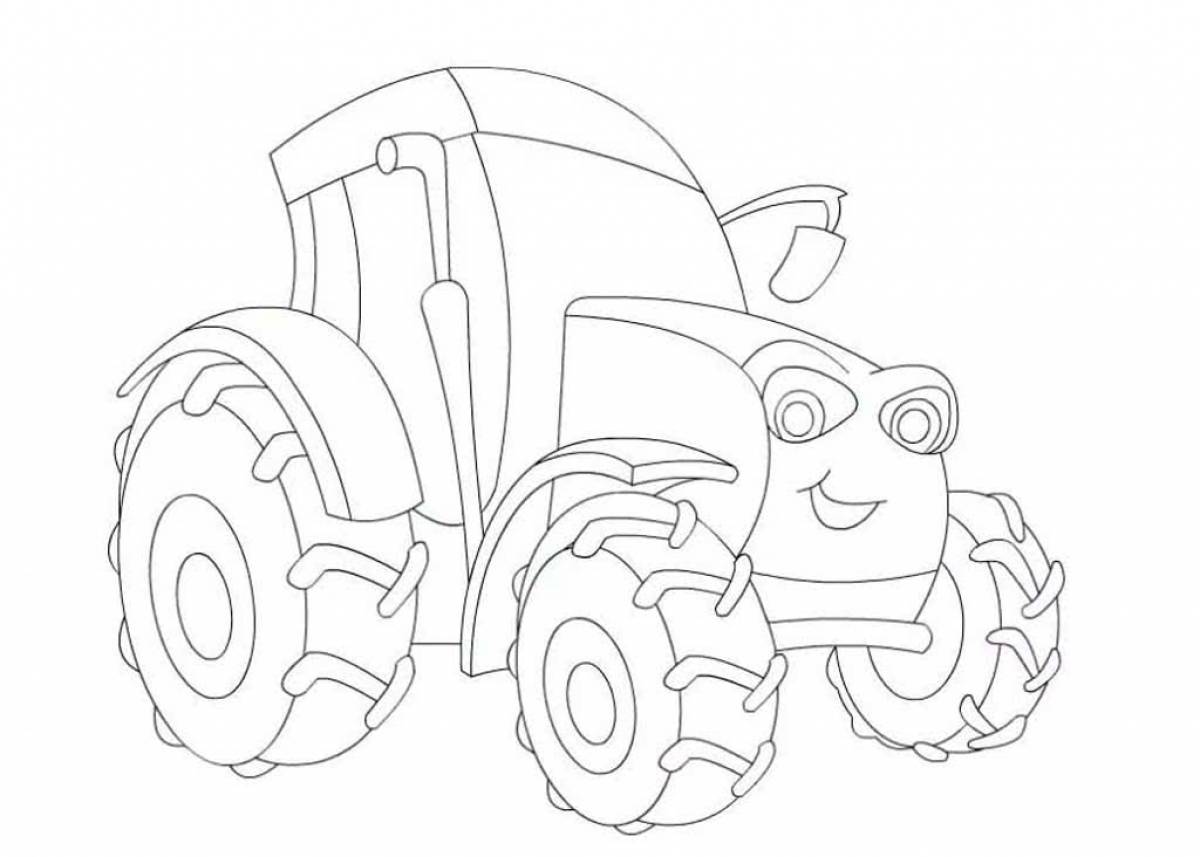 Blue tractor drawing