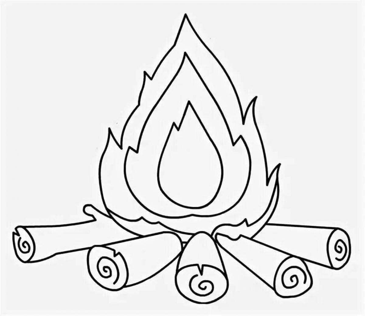 Огонь картинка для детей раскраска