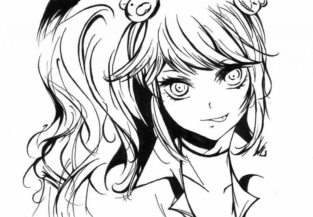 Danganronpa manga. Джунко Эношима черно белая. Джунко Эношима. Данганронпа Джунко. Данганронпа раскраска Джунко.