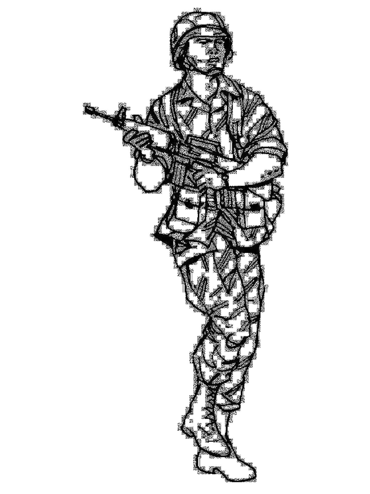 Солдат с оружием рисунок