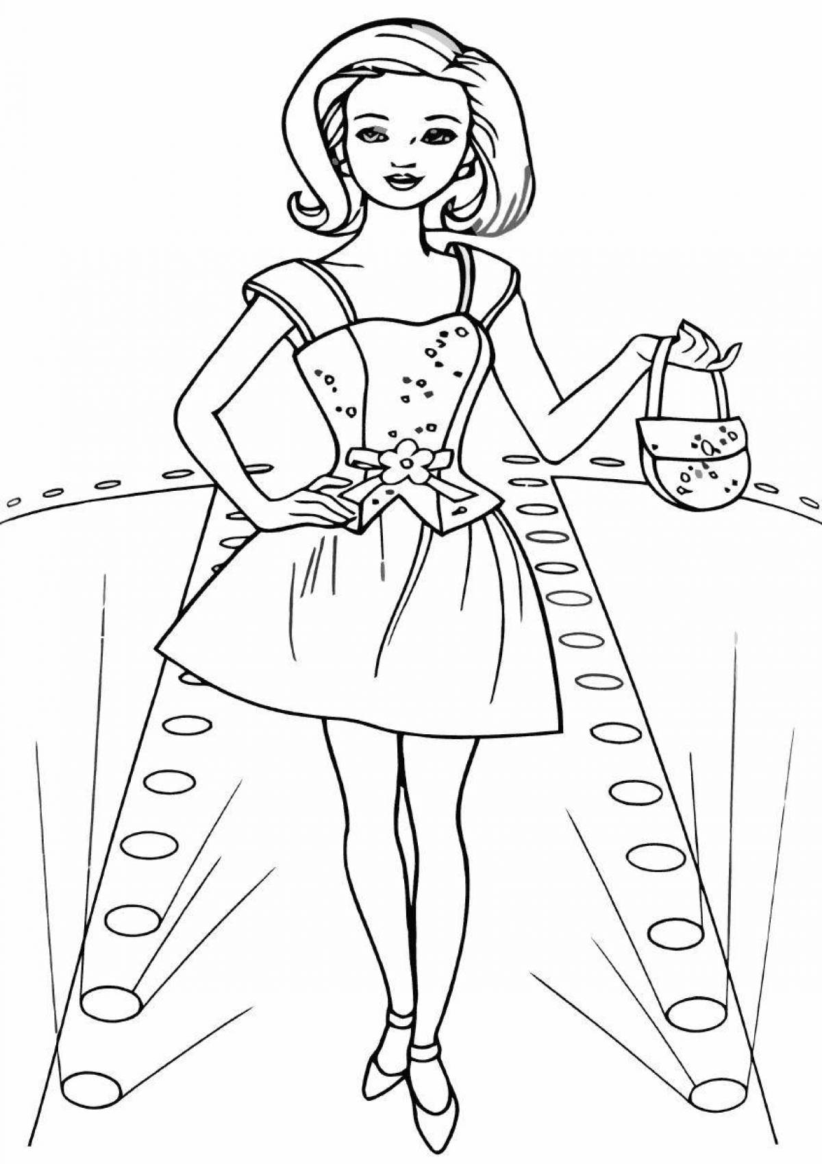 Fashion model coloring page