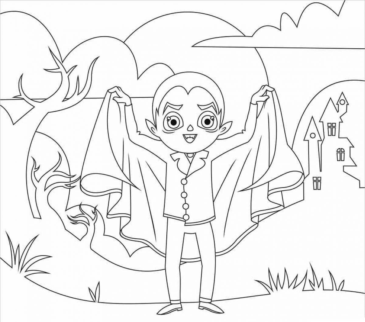 Frightening vampire coloring page