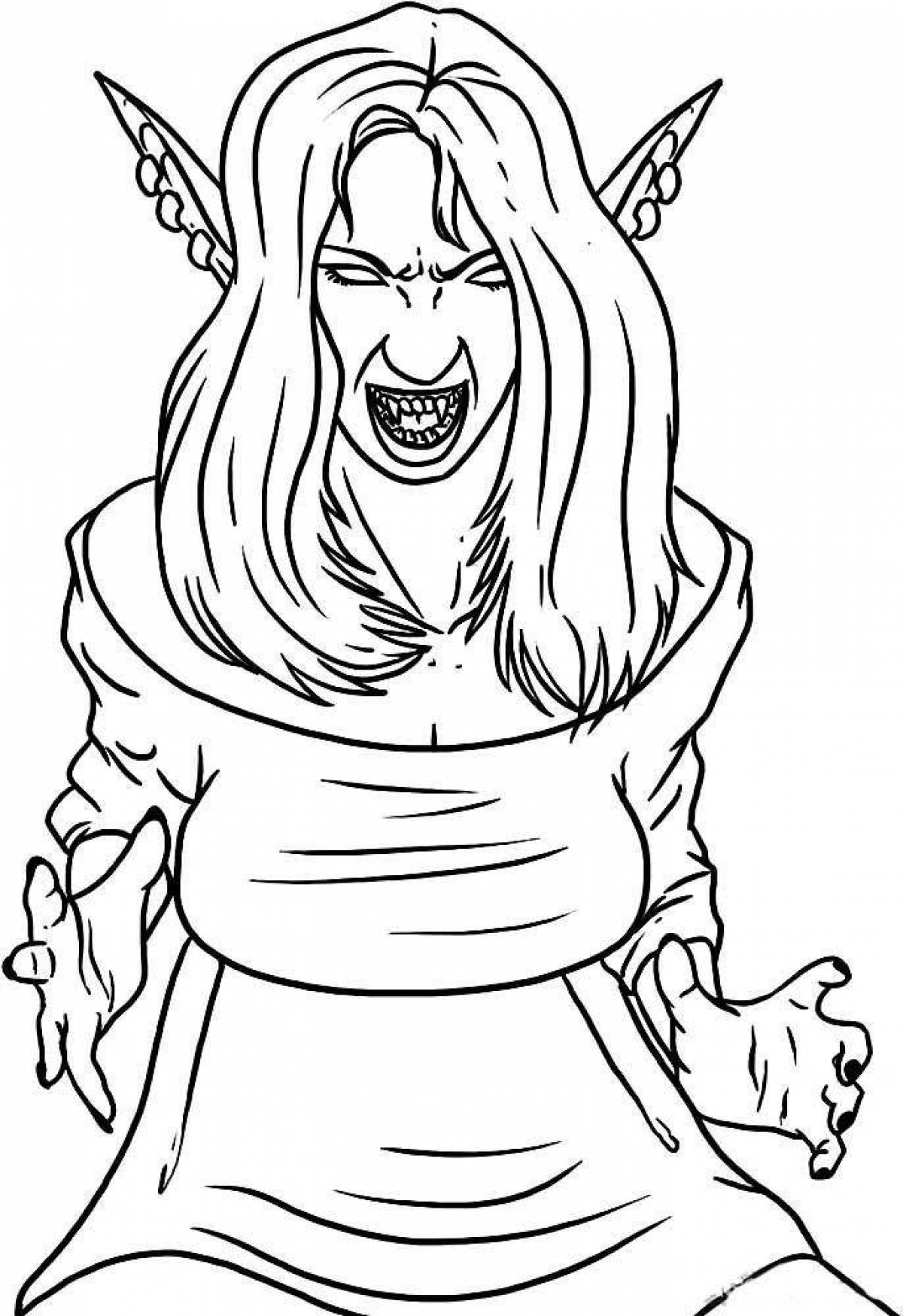 Coloring page terrible vampire