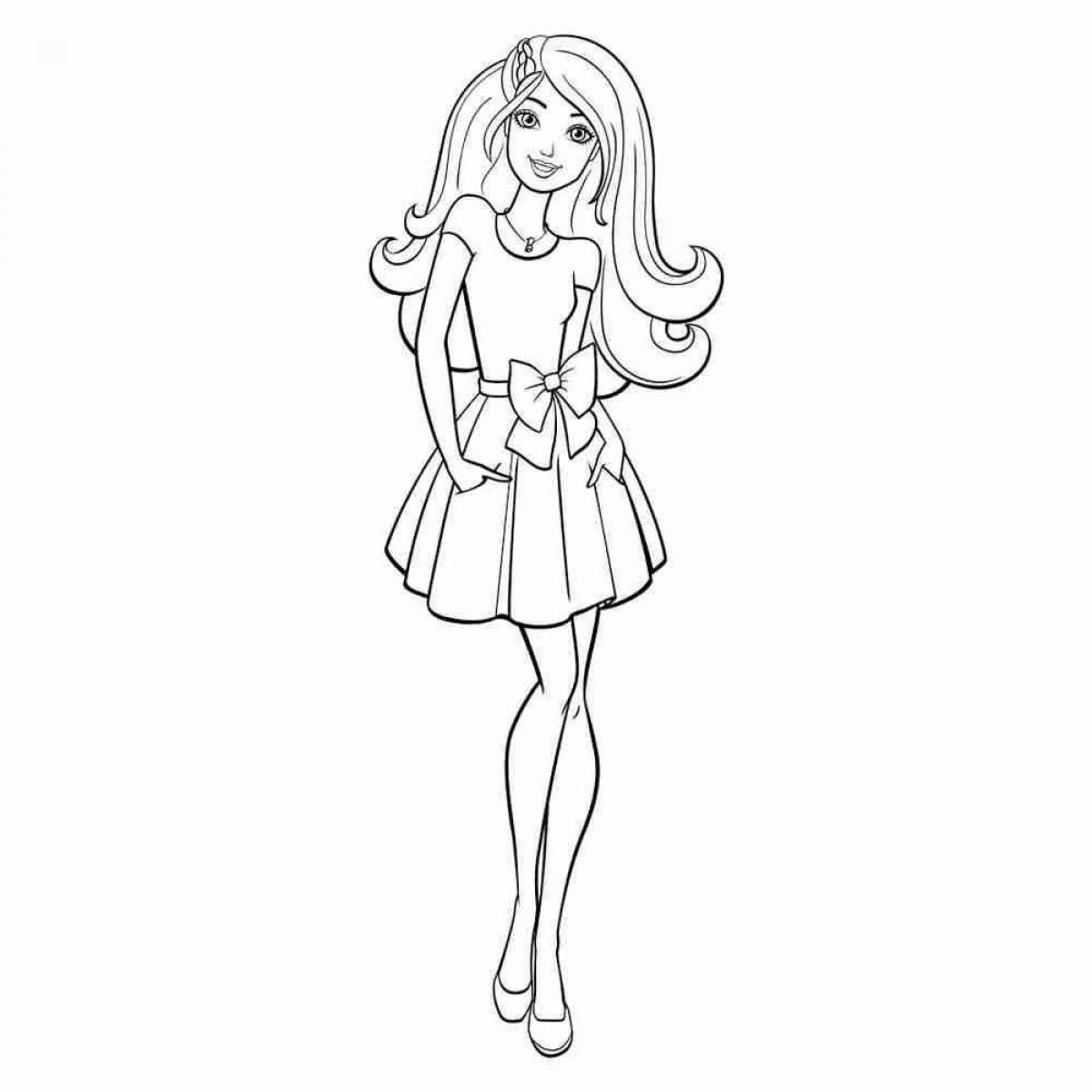 Beautiful barbie coloring page