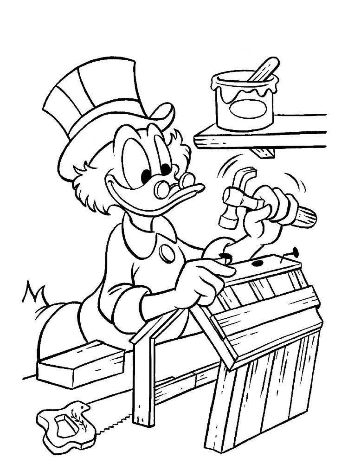Coloring page of sociable scrooge mcduck