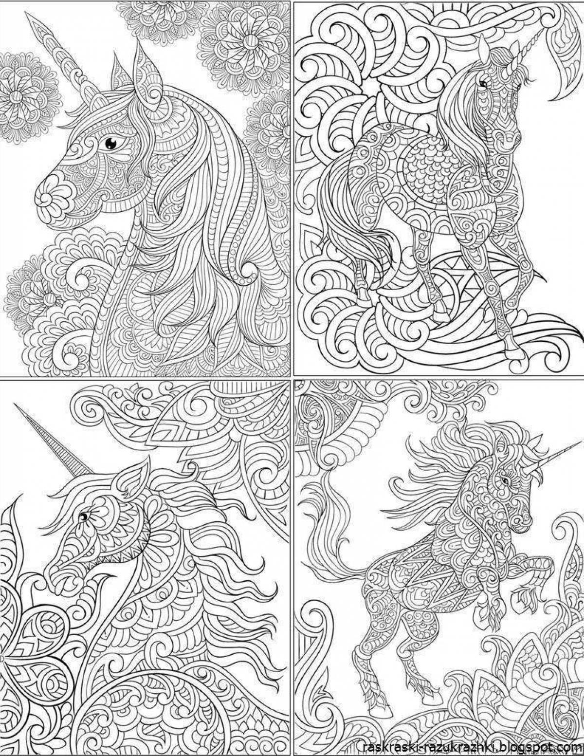 Fancy coloring antistress unicorn