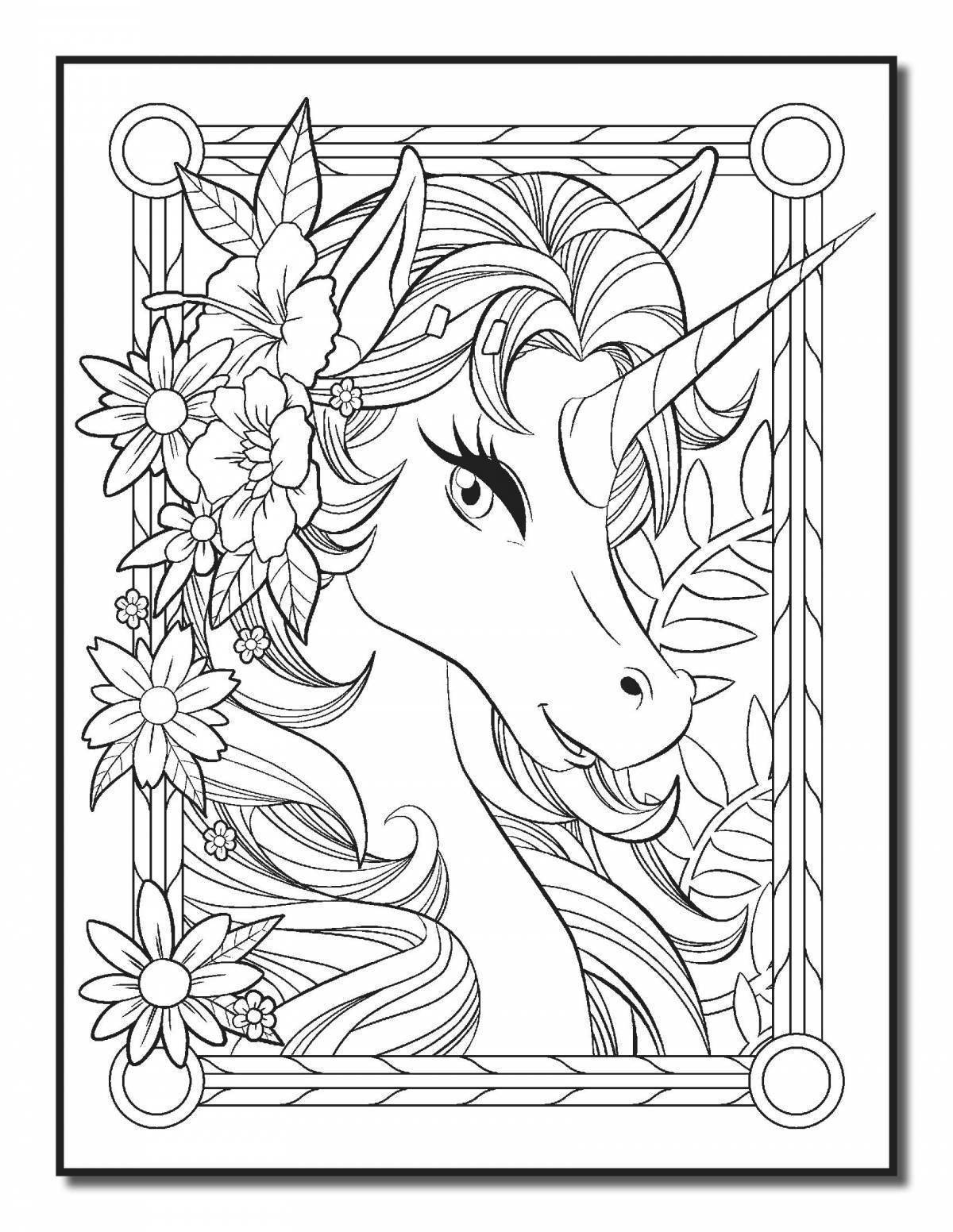 Fun coloring book antistress unicorn