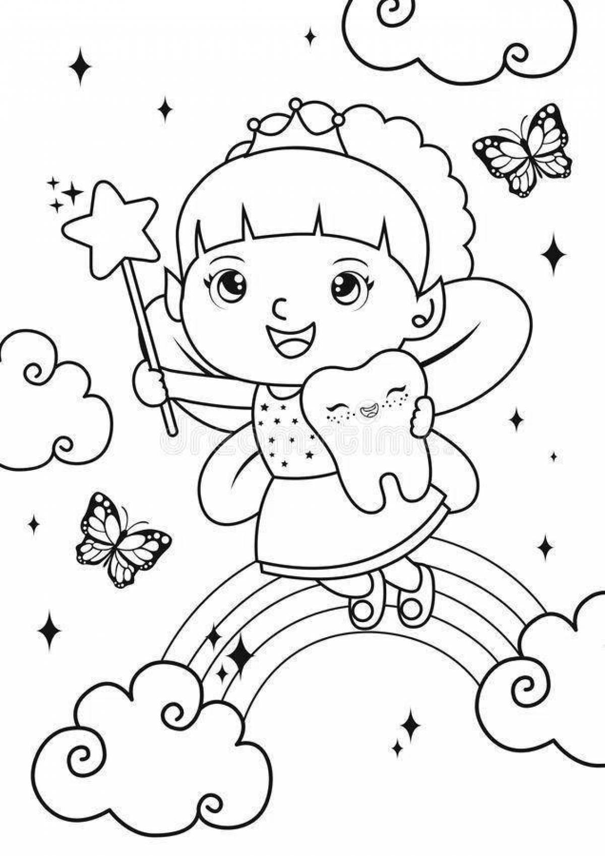 Beautiful fairy tooth coloring book