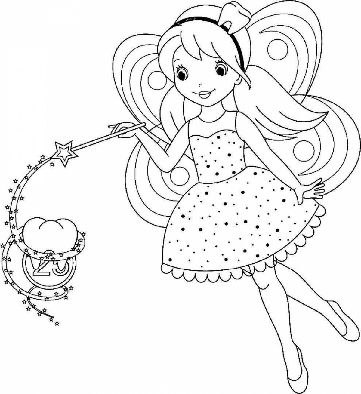 Exotic fairy tooth coloring book