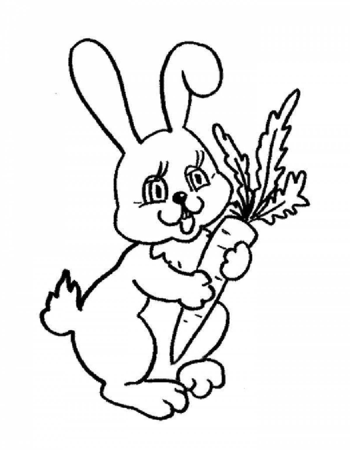 Радостная раскраска кролик с морковью