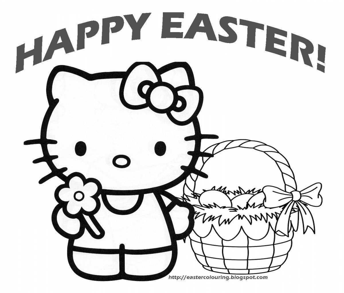 Coloring book happy hello kitty chicks