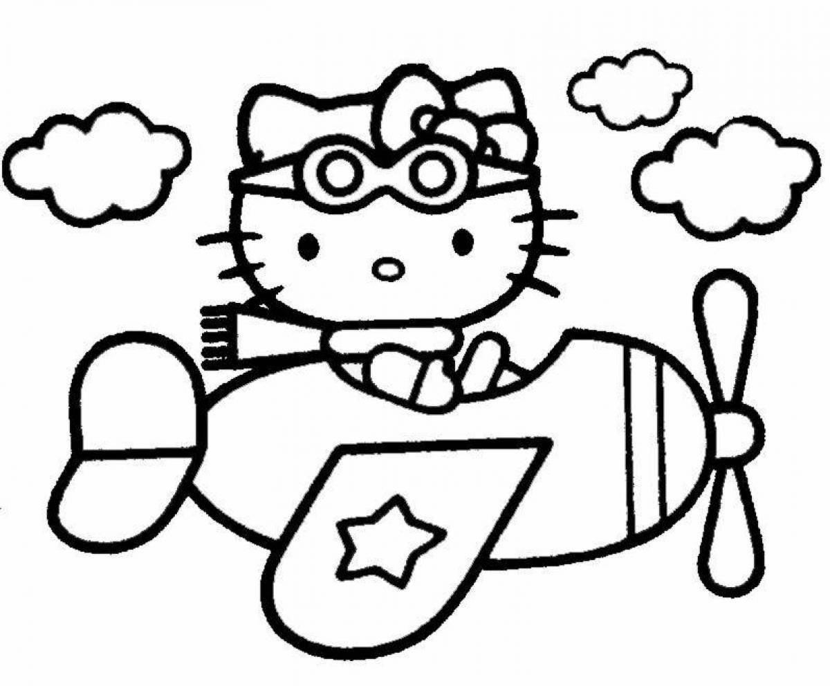 Coloring funny hello kitty chickens