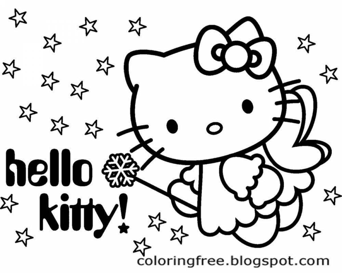 Coloring book glowing hello kitty chicks