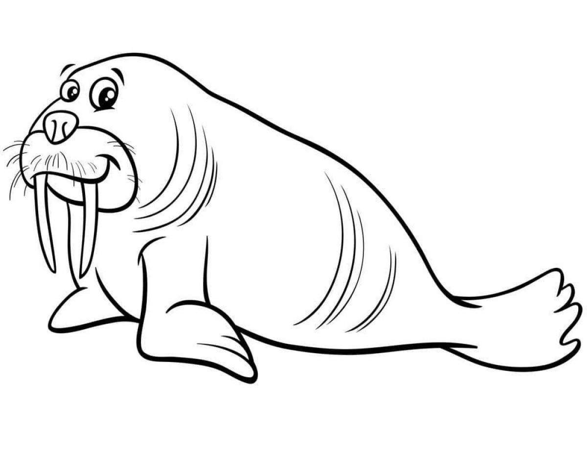 Сказочная моржовая раскраска для детей