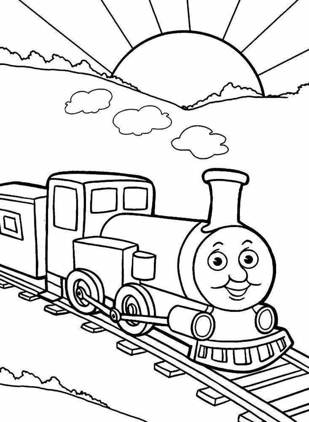 Cute train coloring book for kids