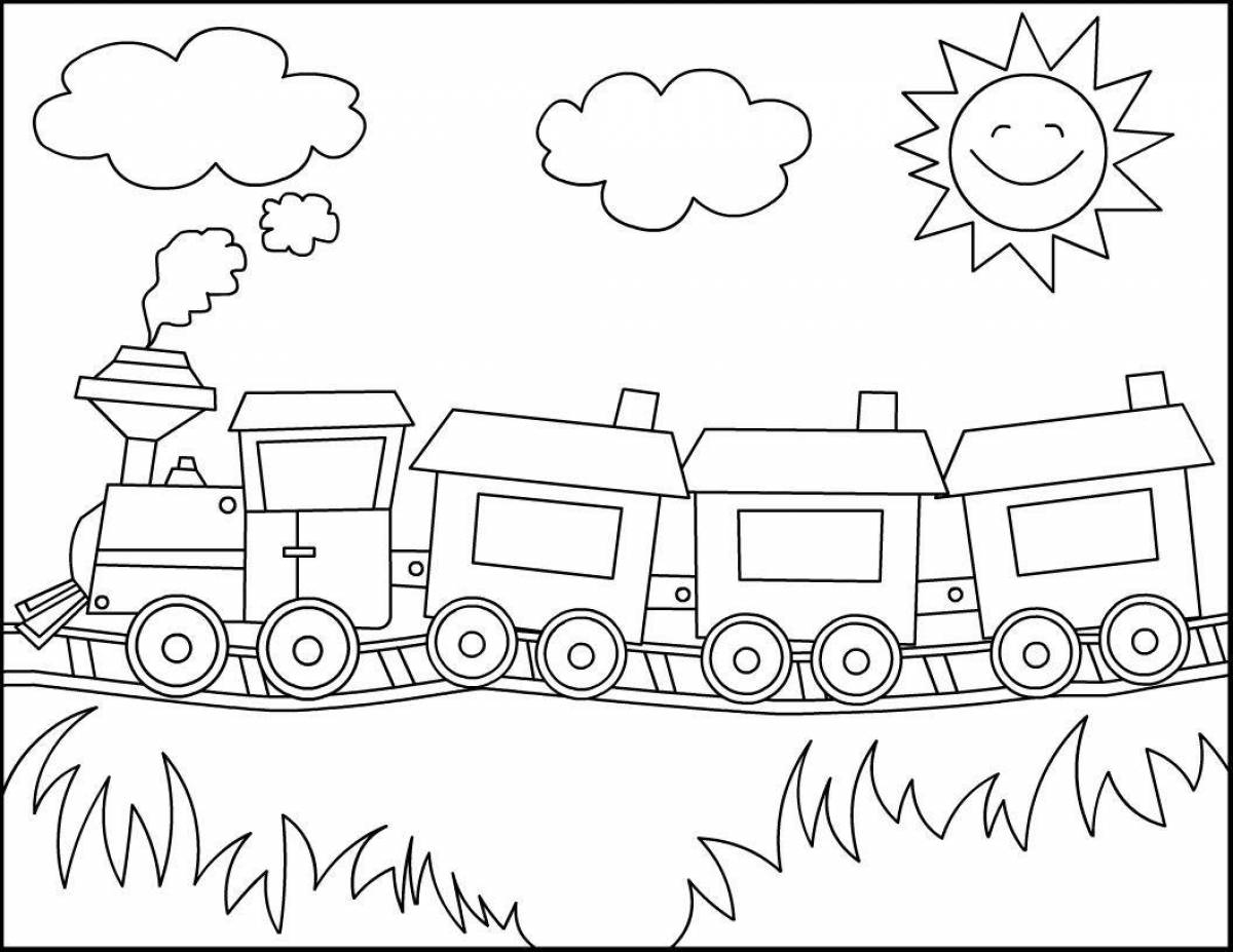 Раскраска очаровательный поезд для детей