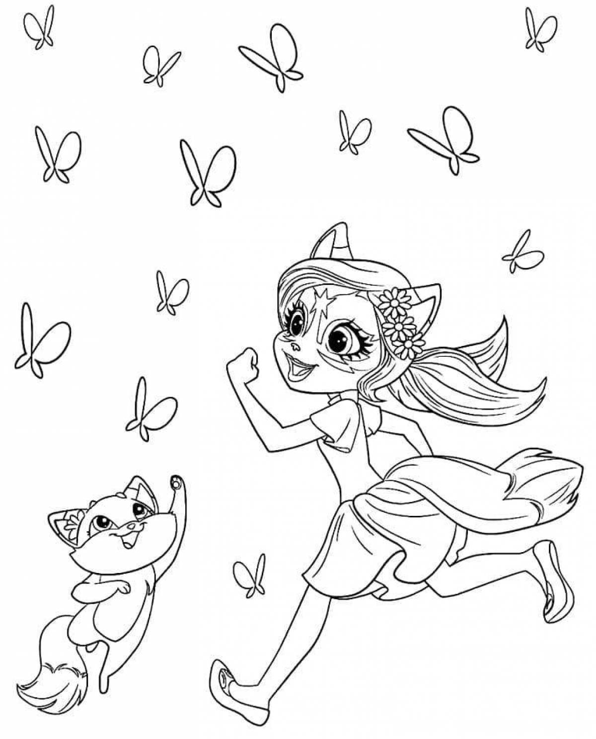 Colorful coloring pages enchantimals and pets