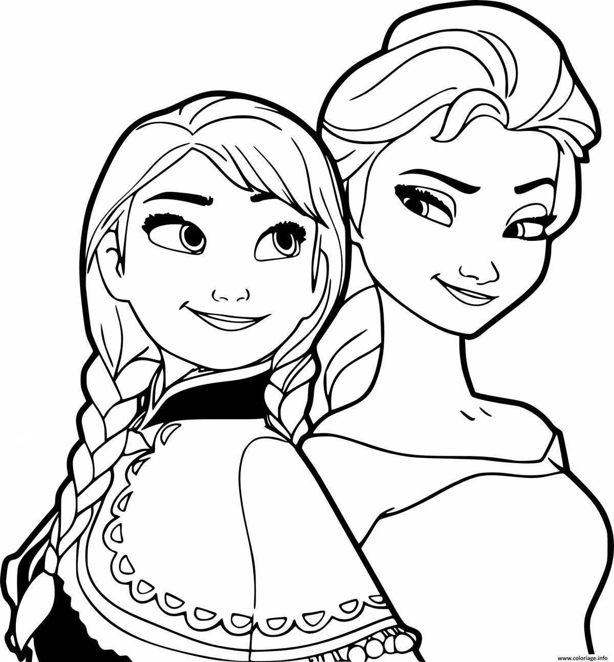 Bright coloring for girls elsa and anna