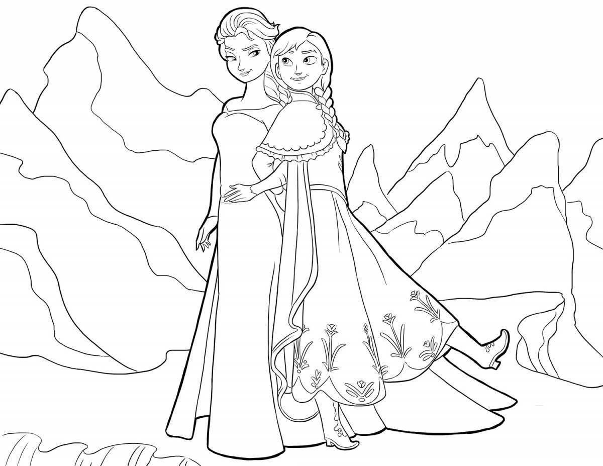 Exalted coloring for girls elsa and anna