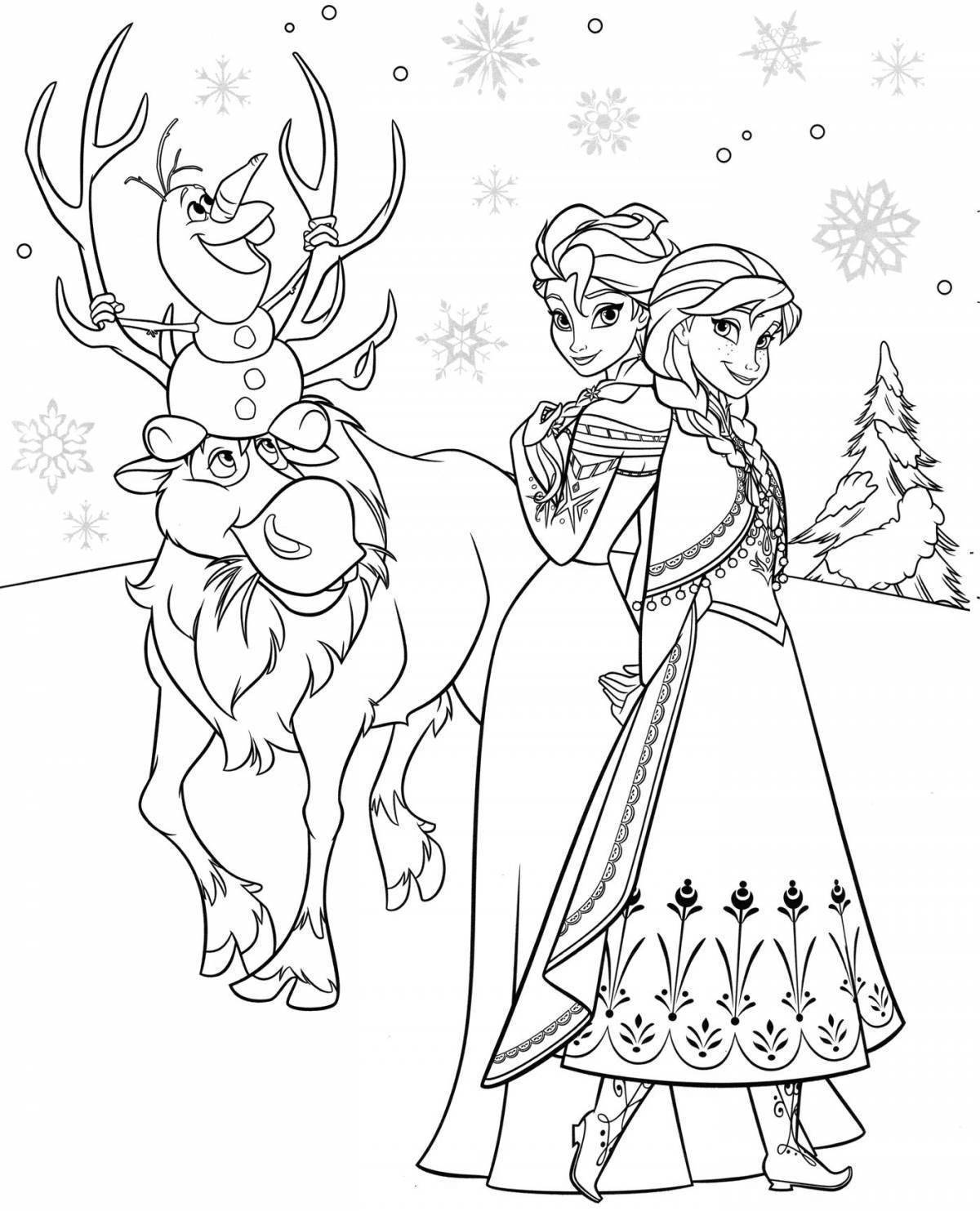 Elsa and anna glitter coloring for girls