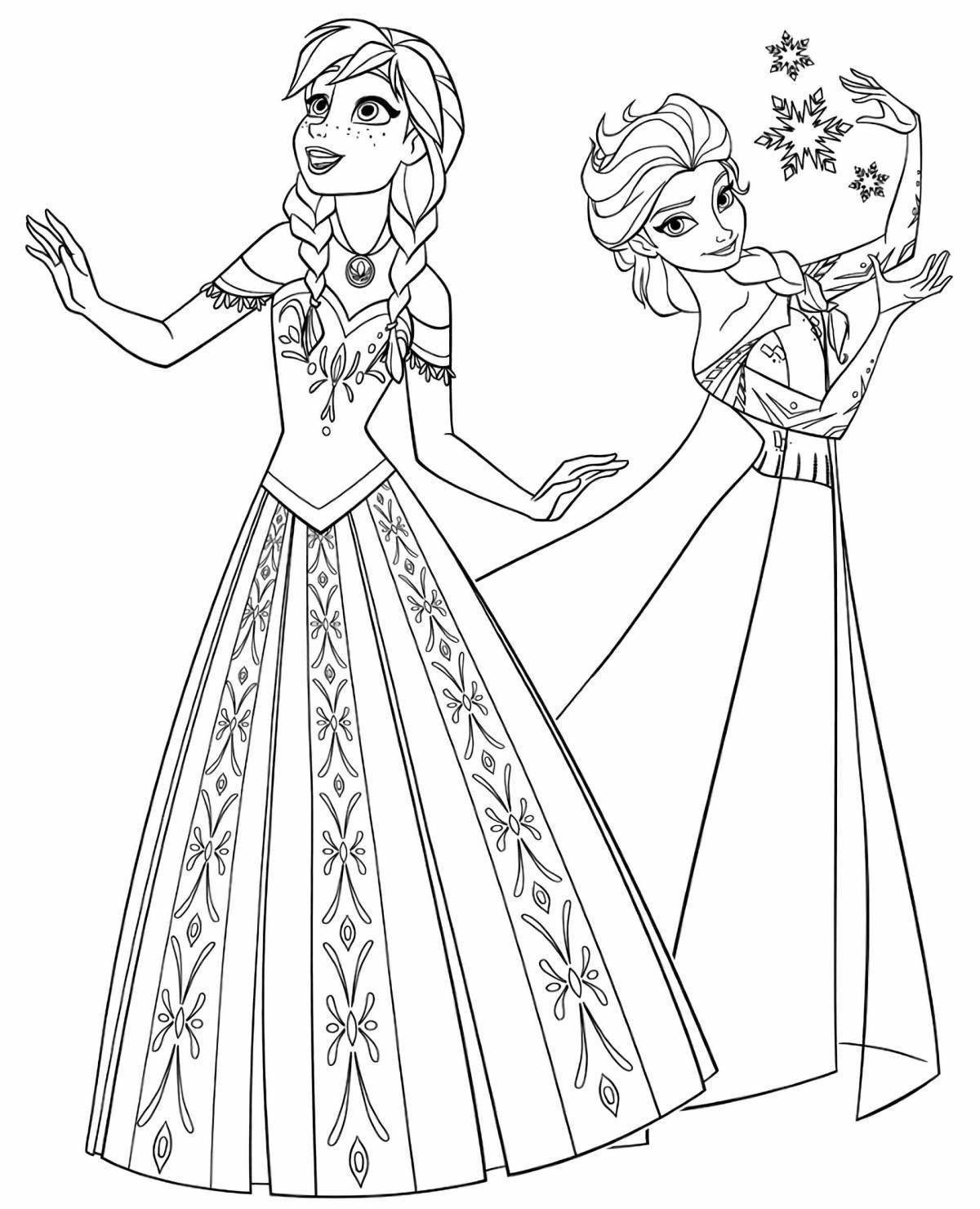 Elsa and anna majestic coloring book for girls