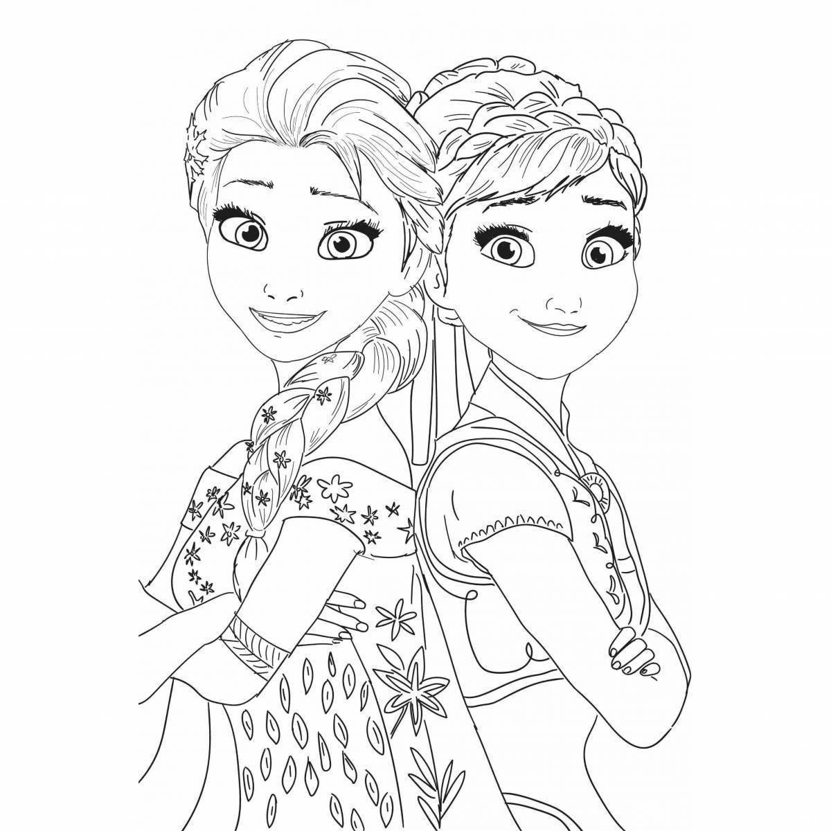 Royal coloring for girls elsa and anna