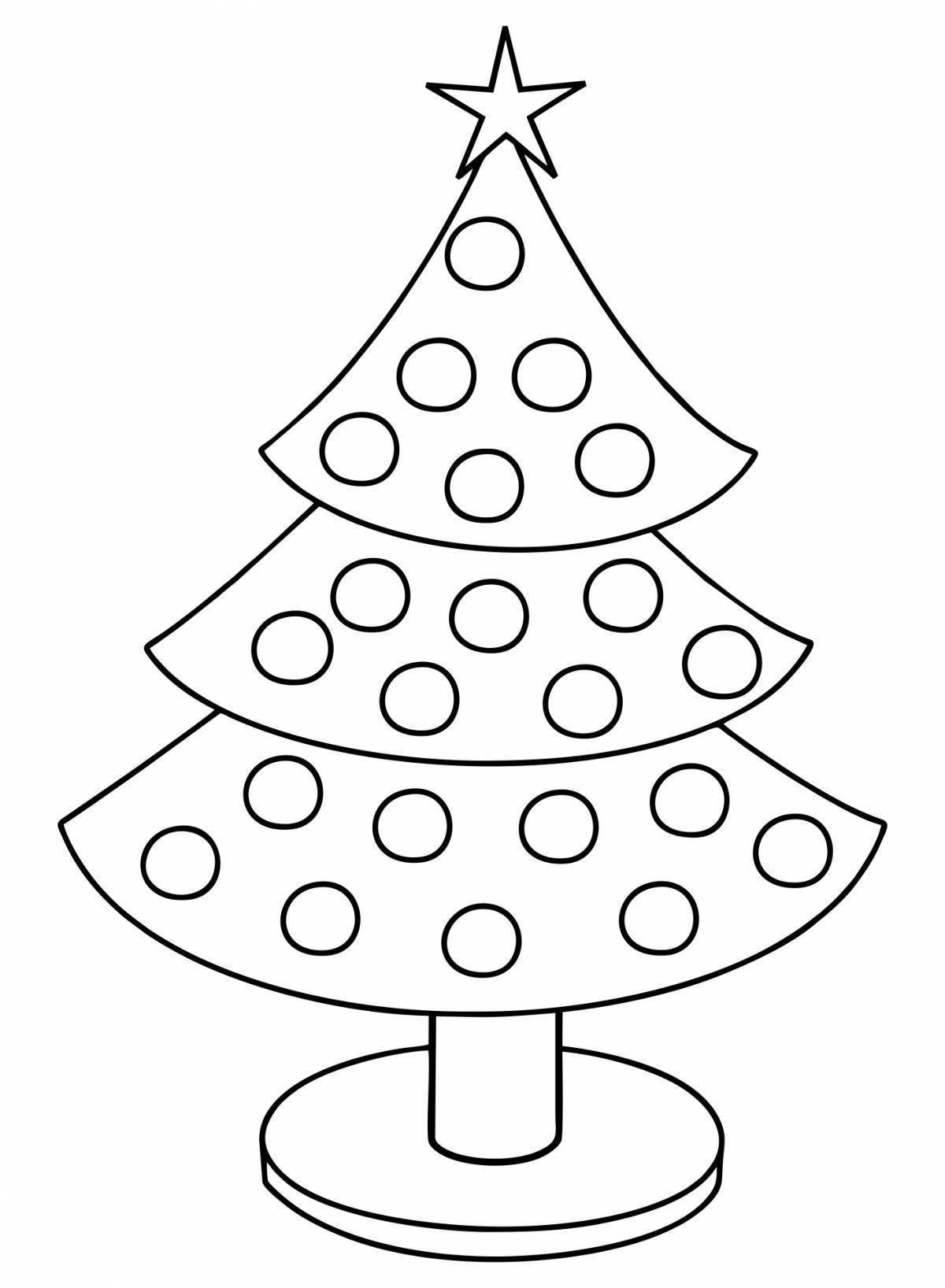 Coloring book festive Christmas tree for children 5-6 years old