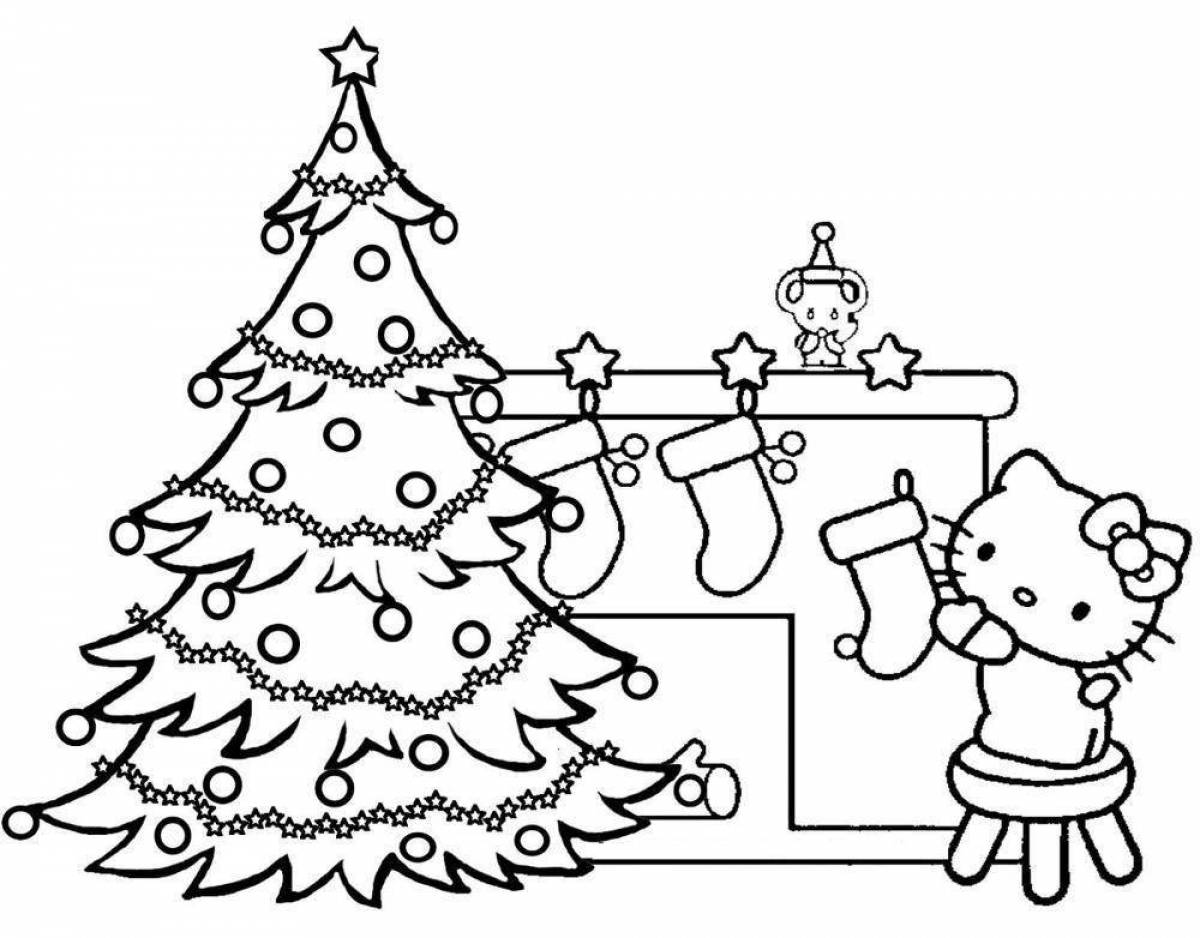 Gorgeous Christmas tree coloring book for 5-6 year olds