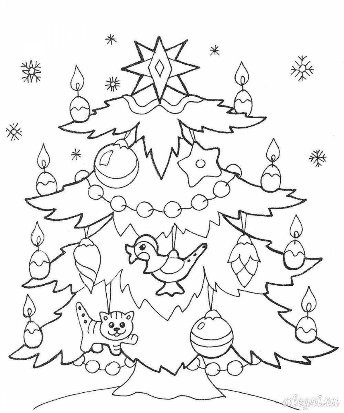 Glowing Christmas tree coloring book for children 5-6 years old