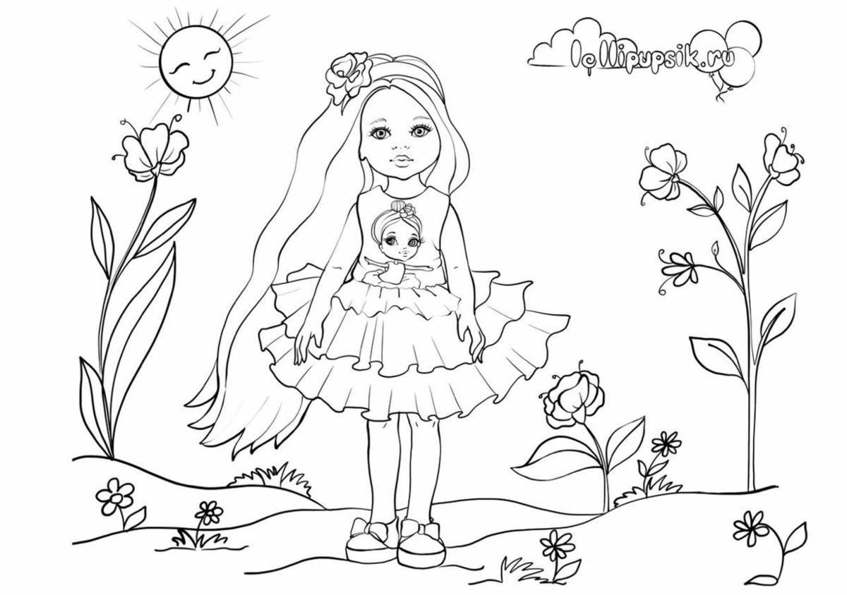 Fun doll coloring for kids