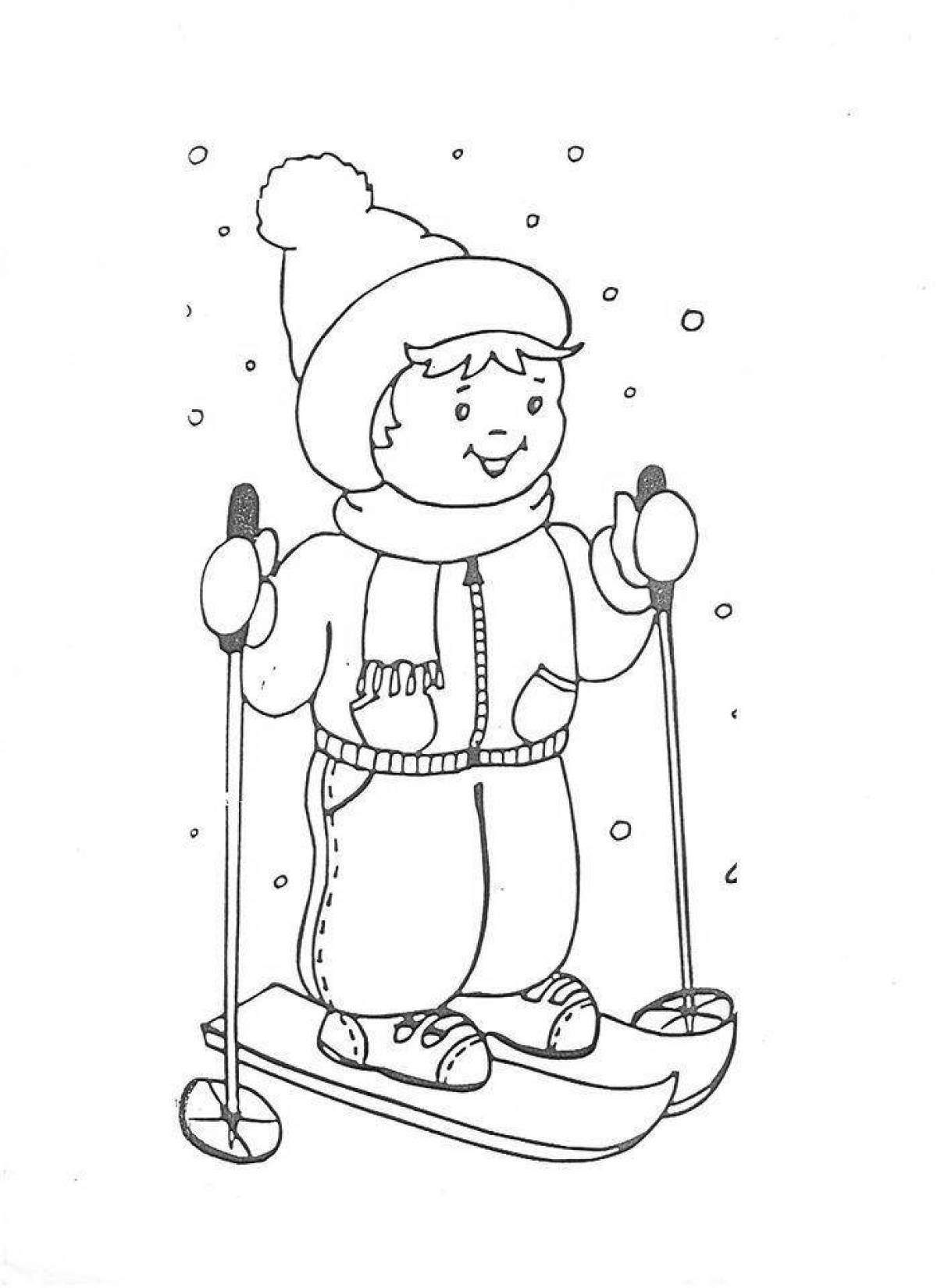 Cute winter coloring book for 2-3 year olds