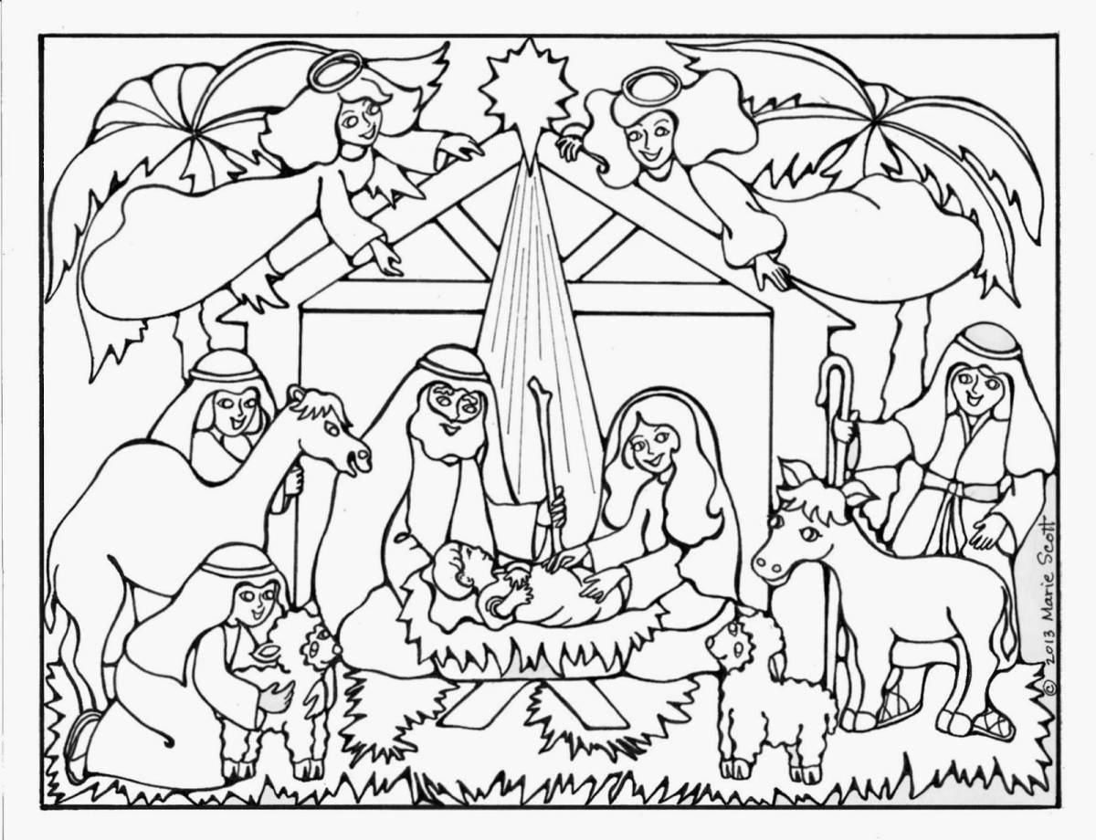 Radiant coloring page christmas for Sunday school kids