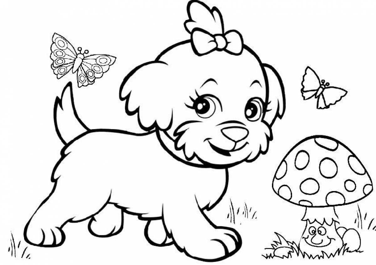 Очаровательная собачка-раскраска для детей 3-4 лет